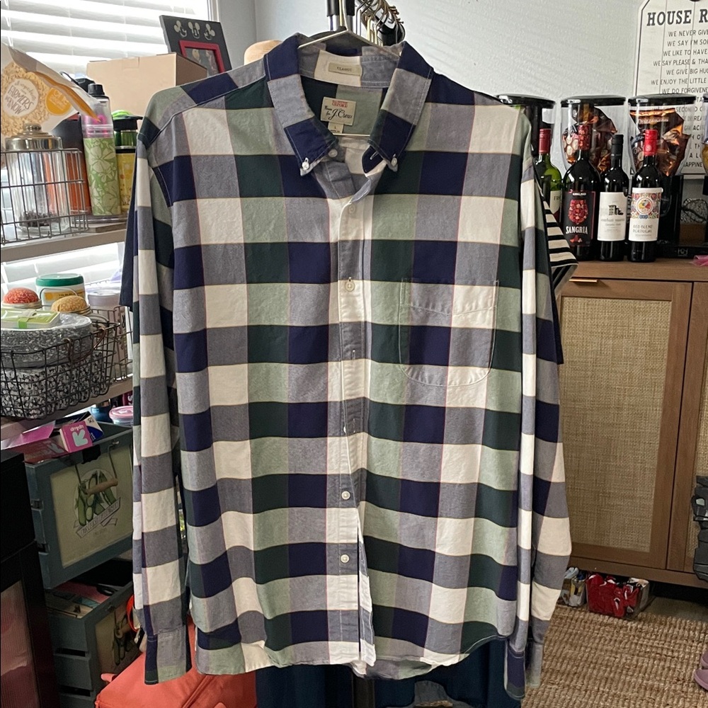 Jcrew Navy and Forest classic Oxford shirt